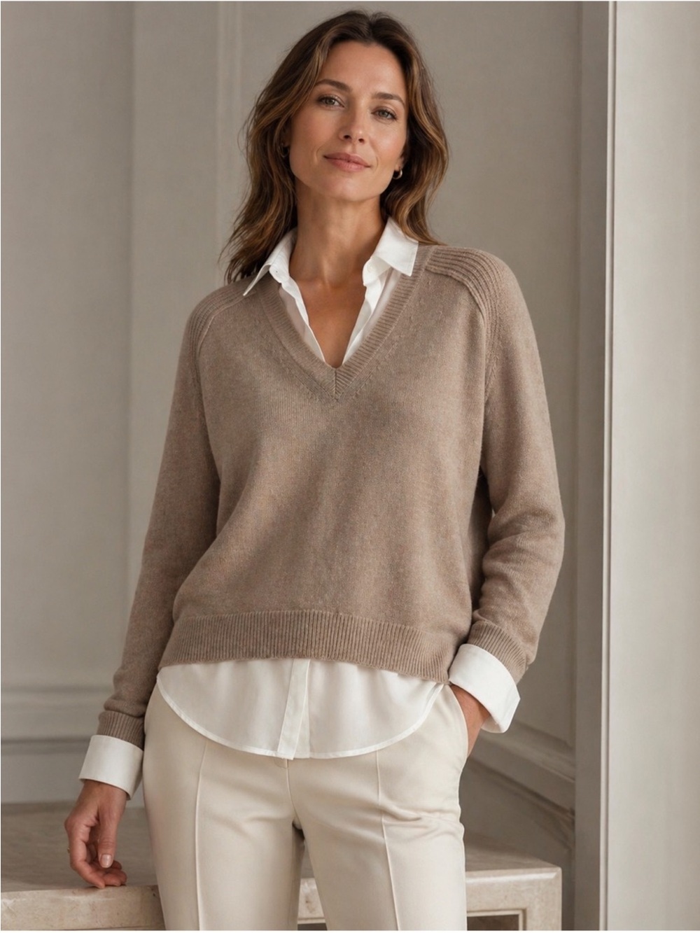 Brochu Walker Looker Layer Cashmere Blend
Brown Melange Medium